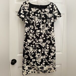 Talbots Black & White Floral Short-Sleeve Dress NWT 6P